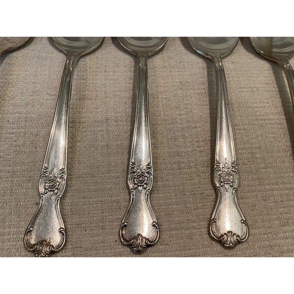 20 Pcs Old Company Silverplate Signature Rose No Monogram Forks Spoons Ladle Etc - Picture 2 of 8